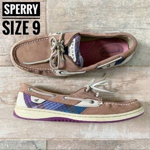 Sperry Top Sider Purple Plaid Boat Shoes